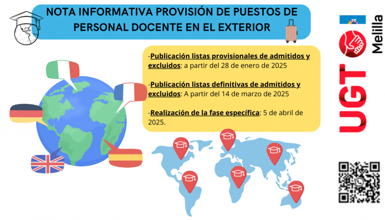 NOTA INFORMATIVA PROVISIÓN DE PUESTOS DE PERSONAL DOCENTE EN EL EXTERIOR